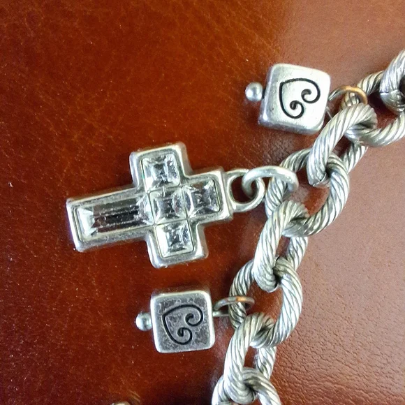 Brighton Silver Charm Bracelet with Plain & Crystal Cross Pendants - Picture 5 of 6